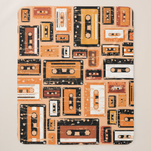 Retro Cassette Tape Seamless Pattern Sherpa Blanket