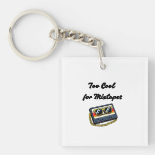 Retro Cassette Tape with Gold Chain and Sunglasses Keychain