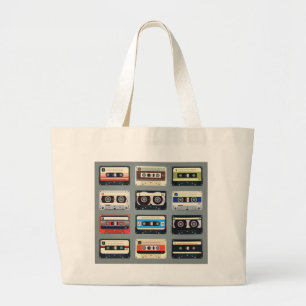 Retro Cassette Tapes 80s Large Tote Bag