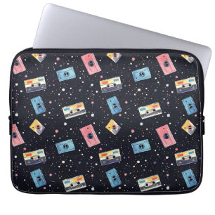 Retro Cassette Tapes in Cosmic Space Laptop Sleeve