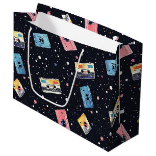 Retro Cassette Tapes in Cosmic Space Large Gift Bag