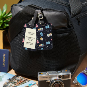 Retro Cassette Tapes in Cosmic Space Luggage Tag