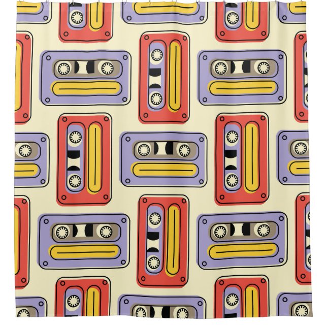 Retro cassette tapes: seamless pattern. (Front)