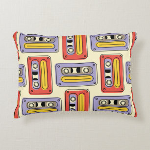 Retro cassette tapes: seamless pattern. accent pillow