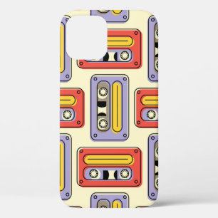 Retro cassette tapes: seamless pattern. iPhone 12 case