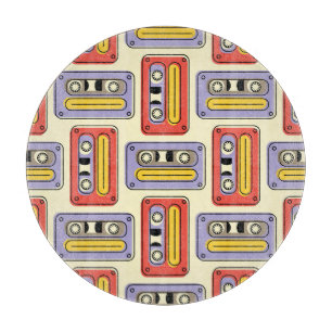 Retro cassette tapes: seamless pattern. cutting board
