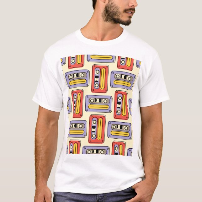 Retro cassette tapes: seamless pattern. T-Shirt (Front)