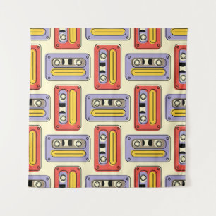 Retro cassette tapes: seamless pattern. tapestry