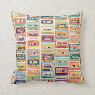 Retro cassette tapes throw pillow