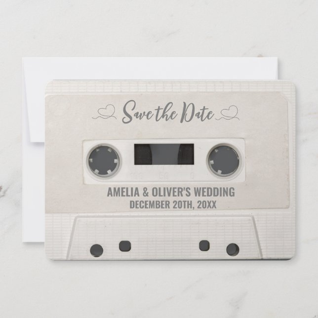 Retro Cassette Wedding Save the Date Invitation (Front)