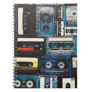 Retro Cassettes: Blue Background Vintage. Notebook