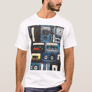 Retro Cassettes: Blue Background Vintage. T-Shirt