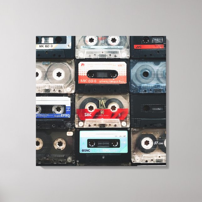Retro cassettes image on canvas print (Front)