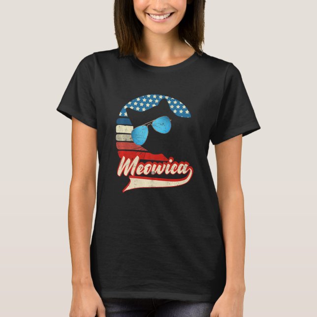 Retro Cat 4th Of July Meowica Merica Men Usa Ameri T-Shirt (Front)