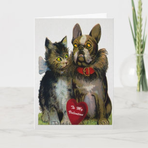 Retro Cat and Dog Valentine's Day Card