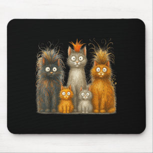 Retro Cat Art Crazy Funny Kitten Gift Men Women Bo Mouse Pad