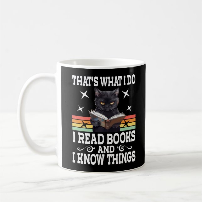 Retro Cat Books The Reader Halloween Reading Gift Coffee Mug (Left)