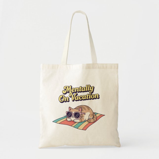 Retro Cat Checked Out Canvas Tote Bag (Devant)