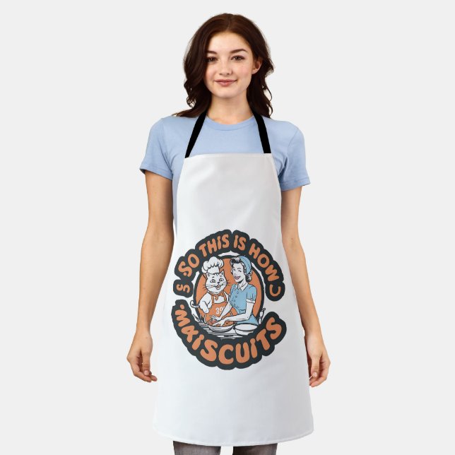 Retro Cat Chef Maiscuits Baking Art Apron (Worn)