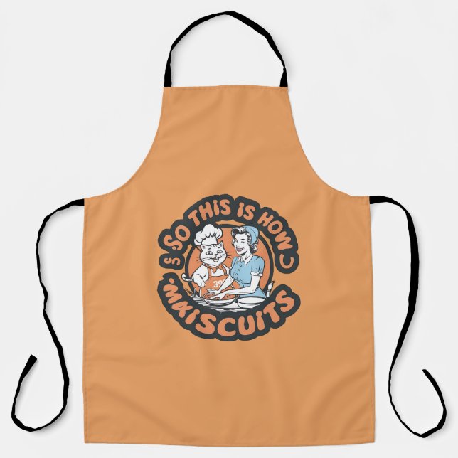 Retro Cat Chef Maiscuits Baking Art Apron (Front)