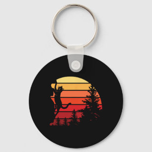 Retro Cat Climbing Meowtain Vintage Kitty Rock Cli Keychain