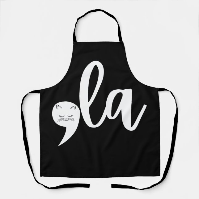 Retro Cat Comma La Kamala Harris 2024 Election  Apron (Front)