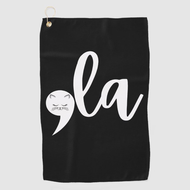 Retro Cat Comma La Kamala Harris 2024 Election  Golf Towel (Front)