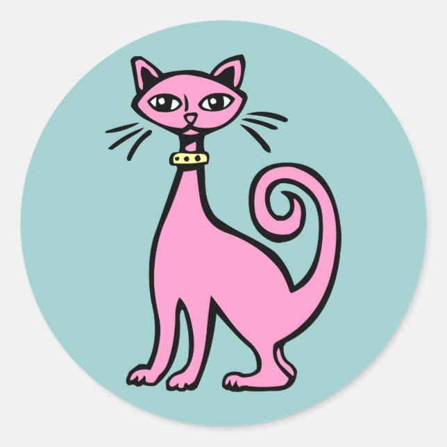 Retro Cat - Customized Classic Round Sticker (Front)