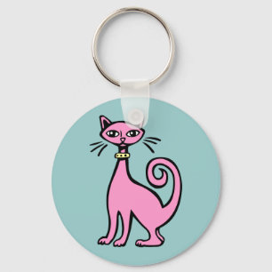 Retro Cat - Customized Keychain