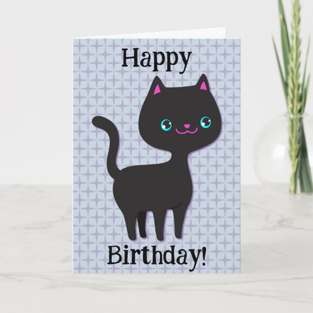 Retro Cat Cute Pun Birthday Card (Front)
