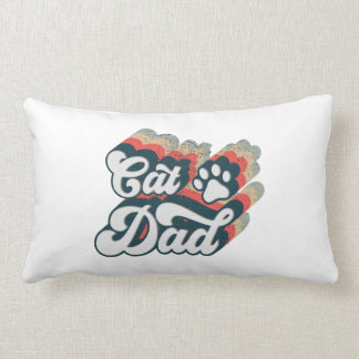Retro Cat Dad, Cat Dad Sublimation Design Lumbar Pillow