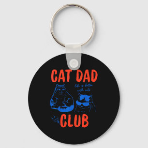 Retro Cat Dad Club Life Is Better With Cats Funny  Keychain