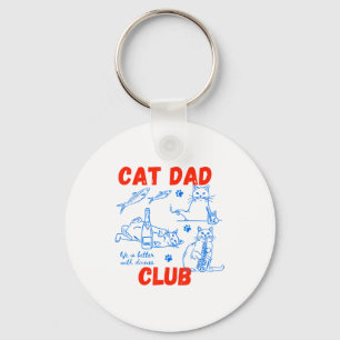 Retro Cat Dad Club Life Is Better With Cats Funny  Keychain