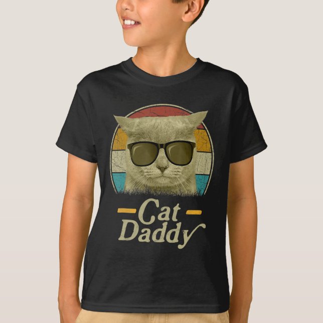 Retro Cat Daddy 80s 90s Style Cat Retro Cat Sungle T-Shirt (Front)