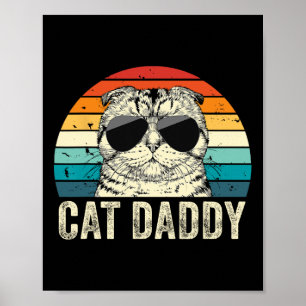 Retro Cat Daddy Vintage Distressed Scottish Fold C Poster