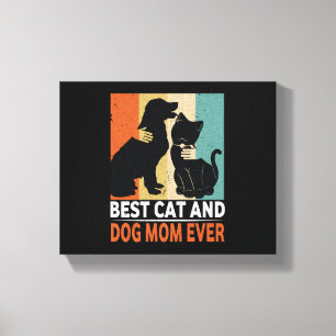 Retro Cat Dog Mom Cat Mama Furmama Puppy Kitty Mot Canvas Print