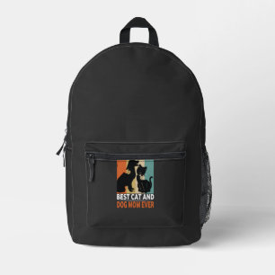 Retro Cat Dog Mom Cat Mama Furmama Puppy Kitty Mot Printed Backpack
