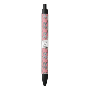 Retro Cat Graphic Pattern Grey Black Ink Pen