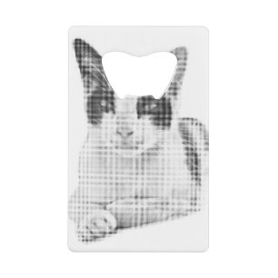 Retro Cat Halftone Credit Card Bottle Opener