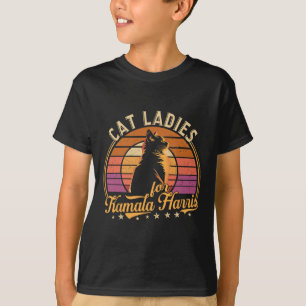 Retro Cat Lady Is Voting Kamala Harris 2024 Presid T-Shirt