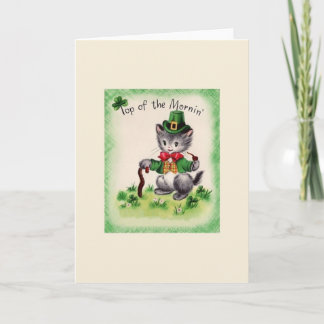 Retro Cat Leprechaun St. Patrick's Day Card