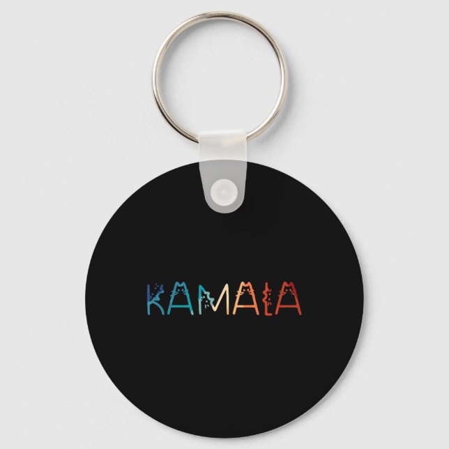 Retro Cat Lettering Positive Funny  Keychain (Front)