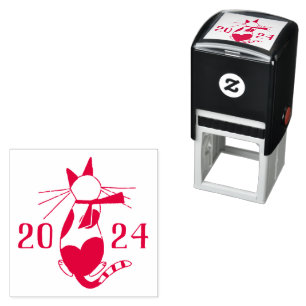 Retro Cat Lover Christmas Holiday 2024 Self-inking Stamp