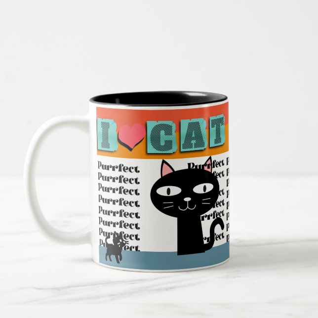 Retro Cat Lover Graphic Two-Tone Coffee Mug (Left)