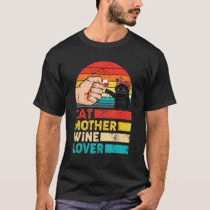 Retro Cat Mother Wine  Cat Mother's Day T-Shirt