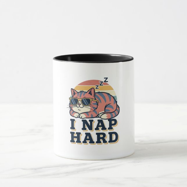 Retro Cat Nap Humor Color Inside Mug (Centre)