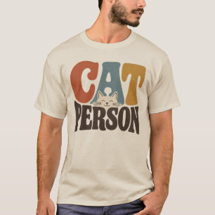 Retro Cat Person Typography Cat Lover T-Shirt