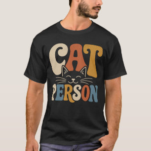 Retro Cat Person Typography Cat Lover T-Shirt