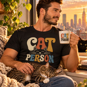 Retro Cat Person Typography Cat Lover T-Shirt