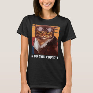 Retro Cat Pilot MEOW Kitty Owner Fur Parent Pet 4 T-Shirt